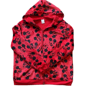 Disney Woman’s Junior XL Red and Black Super Soft Full Zip Hooded Sweatshirt